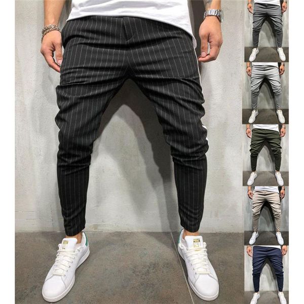 

teenagers contrast summer casual pants designer panelled striped loose pencil sports print trousers males fashion color streetwears nnthq, Black
