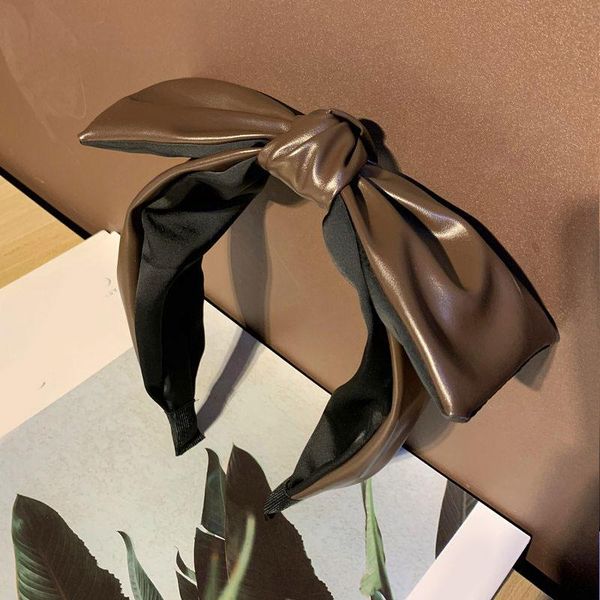 

fashion pu bowknot women headband hairband ladies stretch turban big bow middle knotted wide head hoop headwear hair accessories q bbynyr