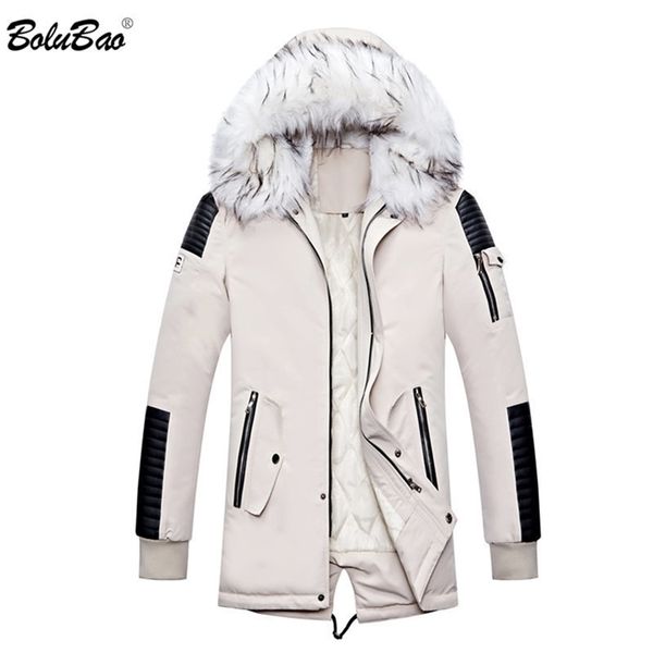 

bolubao winter brand new men parkas men's fashion casual thick warm parka male comfortable fur collar hooded parka coat 201114, Black