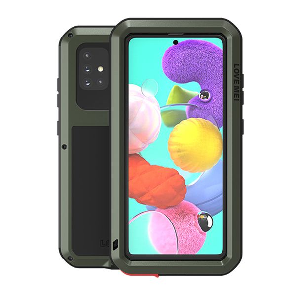 

любовь mei мощный корпус samsung a71 anti-постучался алюминий / металл gorilla закаленное стекло крышка телефона для galaxy a51 s10 5g