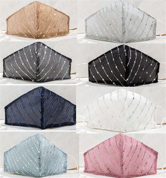 

ladies mask sequins face summer women glitter designer elegent masks washable double layers thin mouch cover cycling bea