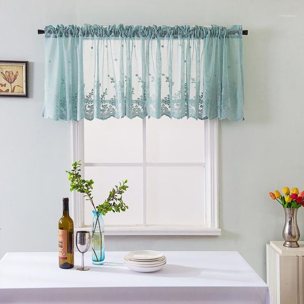 

1 piece lace short curtain for kitchen window door jacquard floral valance1