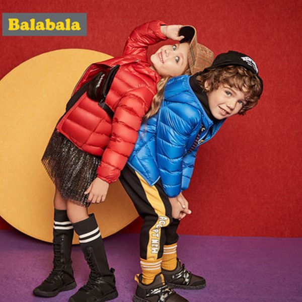 

balabala winter jacket girls boys duck down children fashion clothing jacket thick clothes for kids for 20 degrees below zero 0930, Blue;gray