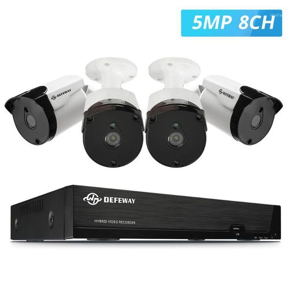 

defeway 8ch hd 5.0mp video surveillance h.265+ cctv home security camera system with 4pcs ip66 waterproof camera ir night vision1