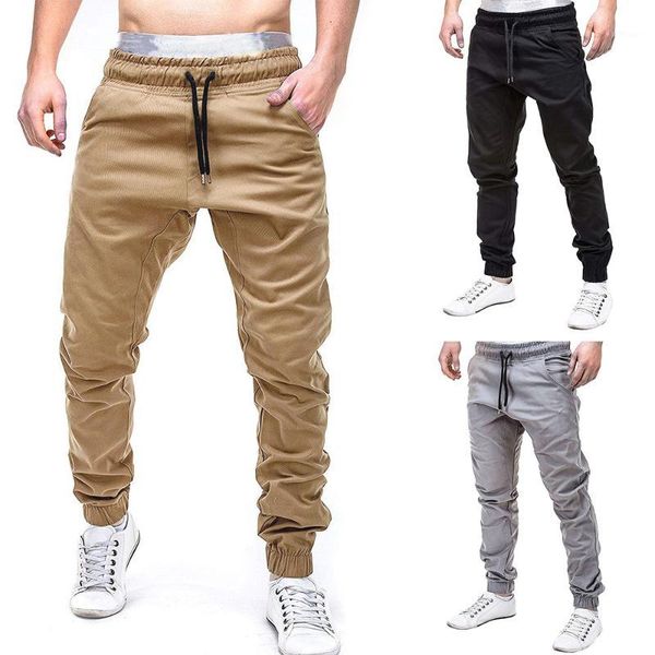 

2019 new men's casual pants gym pants sport men sweatpants slacks casual elastic joggings sport solid baggy pockets trousers 6xl1, Black