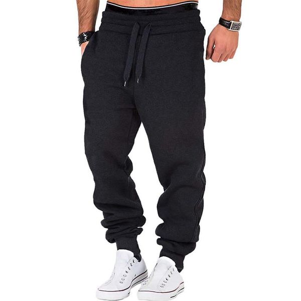 

man sweatpants drawstring exercise gym exercise casual trousers sping outdoor jogging pants, Black