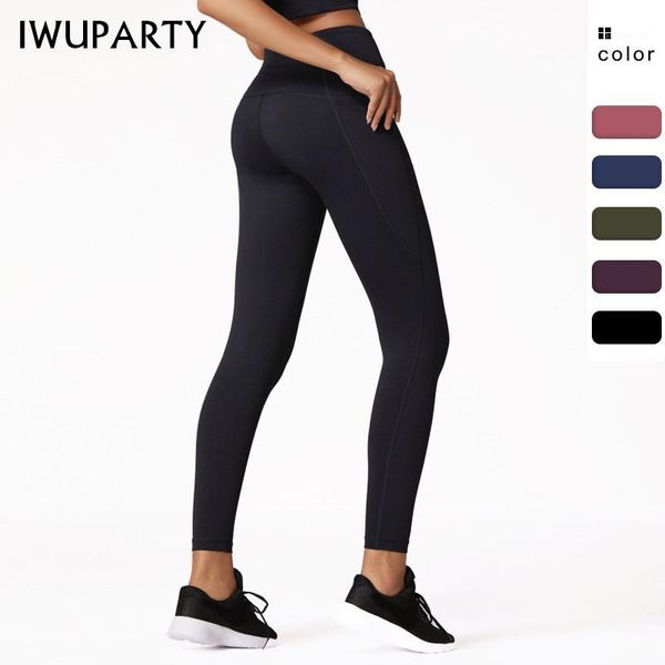 

yoga outfits iwuparty fashion stretch pants with pockets high waist sports running leggings gym sport tights women workout activewear1, White;red