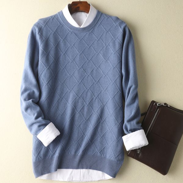 

2021 upper class 100% knitting male pullovers o-neck long 8 colours winter/autumn woolen man jumpers 7mu7, White;black