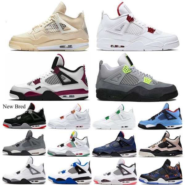 

4 4s white sail men basketball shoes bred red metallic what the neon pure money cement motosports mens trainers sport sneakers 7-13, White;red