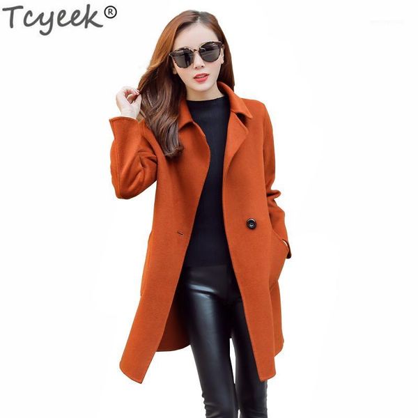 

tcyeek coat women 2019 slim fit autumn jackets long ladies coats elegant sweet jacket female casual clothes manteau femme lwl6451, Black