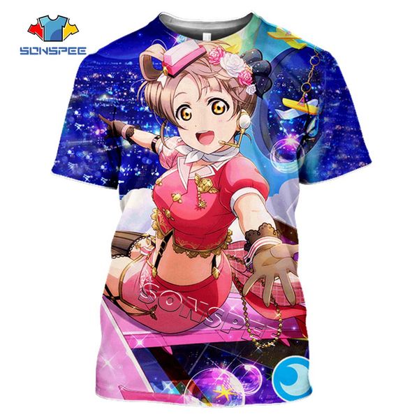 

summer anime girl love live printed 3d print shirts comics funny hippie men clothing