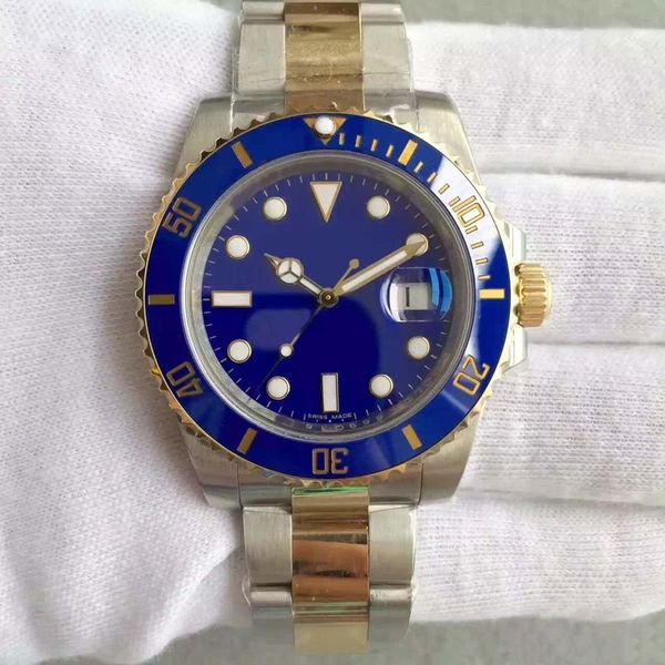 

new watch 40mm ceramic ring 116613lb series 18k gold strap sapphire mirror calendar automatic mechanical movement, Slivery;brown