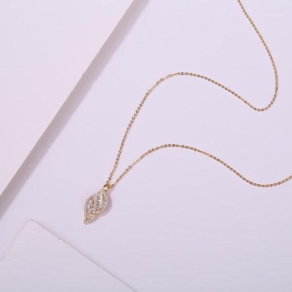 

pendant necklaces sweet 2021 style women's fashion necklace leaf design zircon elegant jewelry accessory praty anniversary1, Silver