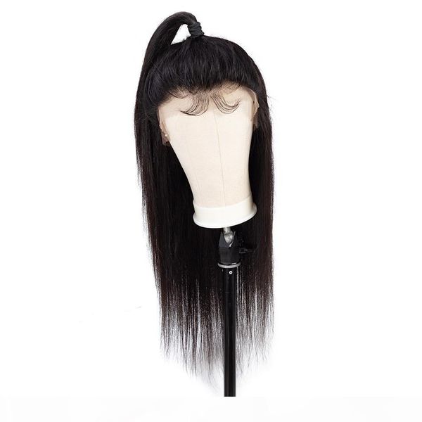 

brazilian swiss 4x4 lace wig glueless straight brazilian virgin 4x4 lace front human hair wigs pre plucked with baby hair, Black;brown