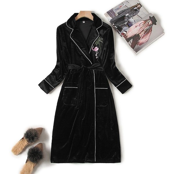 

casual velvet women nightdress short sleepwear nightwear autumn new sleepshirt home dressing gown long sleeve homewear nightgown, Black;red