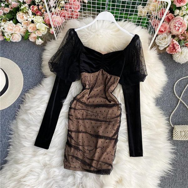 

2021 new fashion women's clothing full dot dresses for women dress, Black;gray