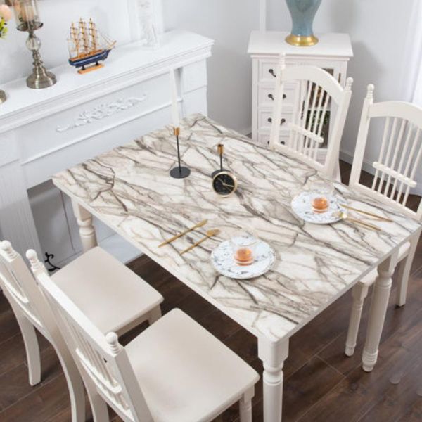 

pvc tablecloth waterproof table cover mat rectangule table cloths marble kitchen pattern oil cloth soft glass home decoration wmtotc