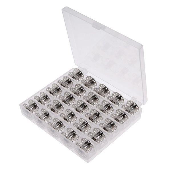 

25pcs clear empty bobbins spool metal case with 25 grid storage case box for brother janome singer elna sewing machine reels, Black