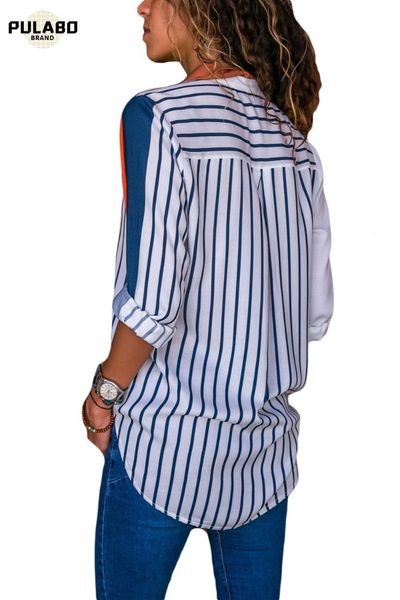 

women's blouses & shirts fashion wave striped patckwork blouse women long sleeve color block ladies casual loose shirt blusas femme, White