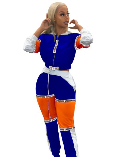 

2 two piece set с длинным рукавом брюки женщины лоскутная костюмы повседневный экипировка спортивный костюм женщины костюмы, Gray