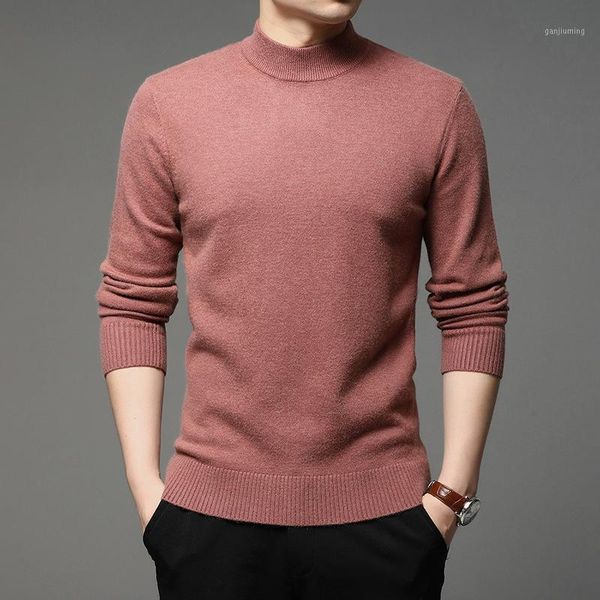 

2020 autumn and winter new men turtleneck pullover sweater fashion solid color thick and warm bottoming shirt male brand clothes1, White;black