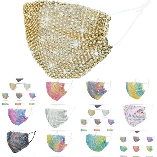 

factoryfactoyfashion bling 3d reusable nightclub mask club care shield sun gold elbow sequins face mount masks for pm2.5 3 na7ks