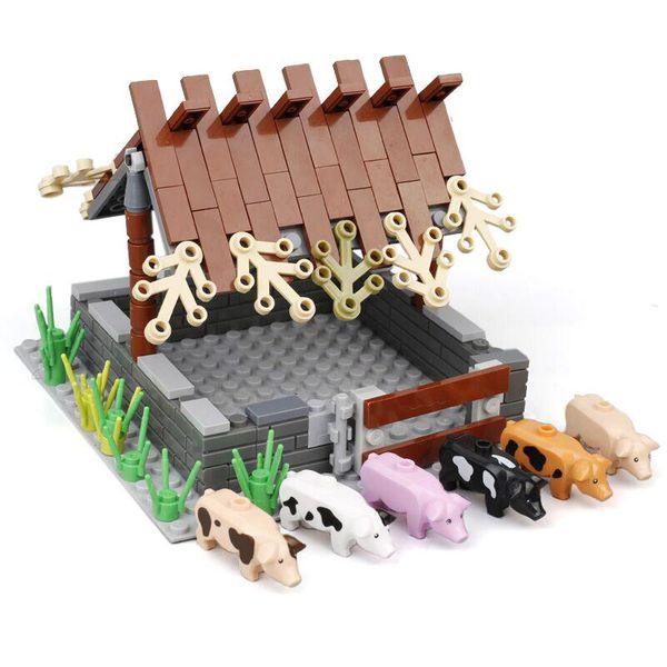 

pigs shed pigpen building blocks moc farm animals zoo house pig figure accessories model building bricks kits diy gifts toys qylbho mywjqq