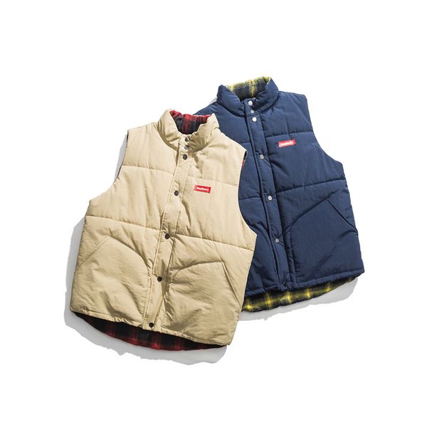 

2021 double face wearing winter plaid vest man and sleeveless woman hong kong style lovers cotton vest. m9er, Black;white