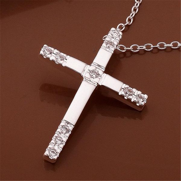 

new silver color necklace jewelry silver jewelry fashion cute cross crystal pendant women necklace h bbyheq