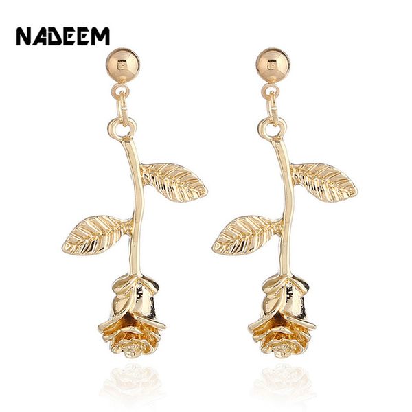 

ewelry аксессуары надим женщины золото / золото / серебро цвет металла розы цветы серег девушку romantic delicate rose серьги кто, Golden;silver