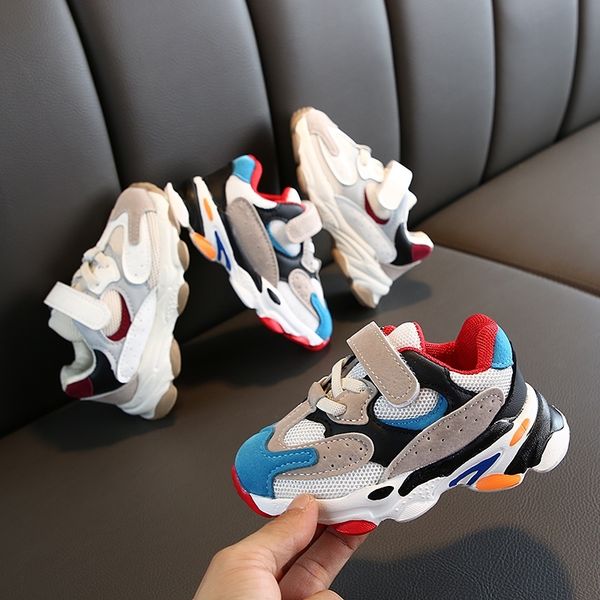 

fashion children casual sneakers baby boys shoes for girls mesh breathable anti-slip letters shoes toddler soft soled shoe y200103, Black;red