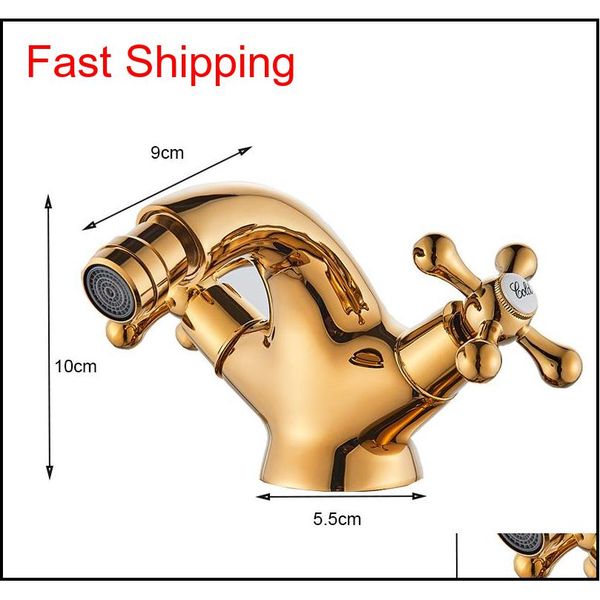 

gold bidet basin faucet dual handles water bathroom sink brass single hole deck mounte qylpfv bde_luck