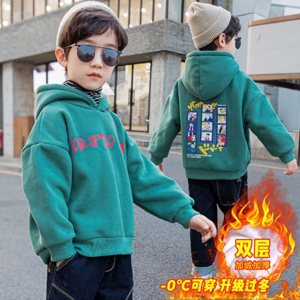 

winter boys' 2020 new autumn and dunk casual plush thickened sweater, Black