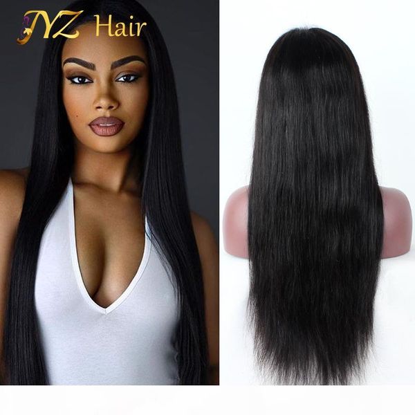 

jyz peruvian glueless full lace wig full lace human hair wig for black women virgin straight lace front wig peruvian human hair, Black;brown