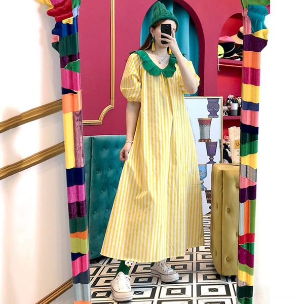 

women's chic korean chic young style doll lace doll collar lace embellishment loose bubble sleeve style big swing stripe bc9gt, Black;gray