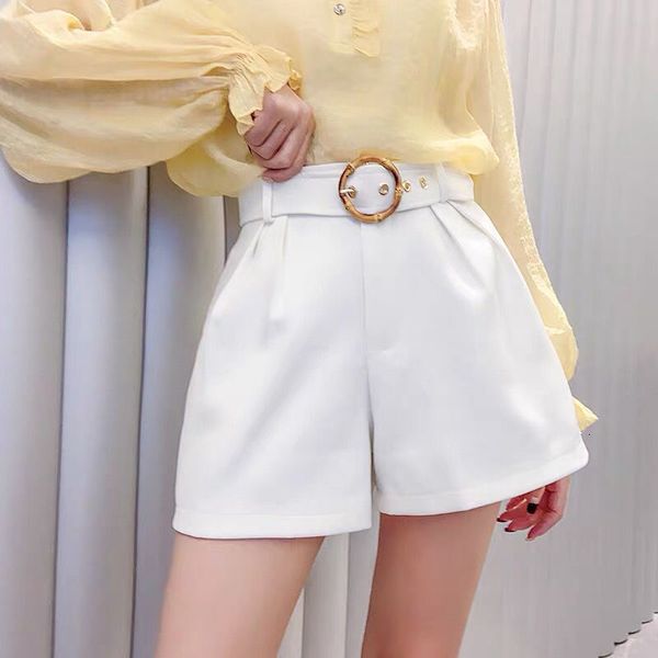 

high waist wide leg women's new summer 2020 a-line pants wear loose and versatile casual black skinny shorts