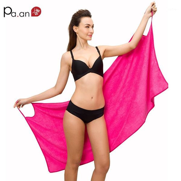 

bath towel upgrade size strap bathrobe wearable beach towels microfiber fabric super soft absorbent multi colors1
