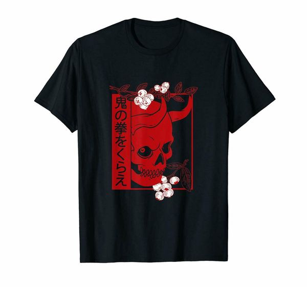 

japanese demon art face skull devil oni harajuku aesthetic black t-shirt s-6xl retro o neck tee shirt sport hooded sweatshirt hoodie