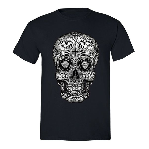

men's sugar skull day of the dead black mexican gothic dia los muertos style round hoodie designers t shirts sweatshirt