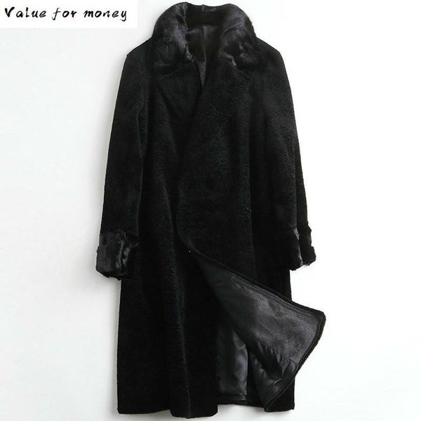 

winter autumn wool coat women clothes 2021 korean vintage collar wool jacket real fur coat abrigo mujer tp19031105c, Black