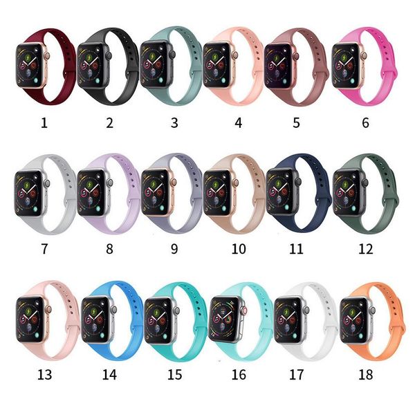 

for apple watch 6 5 4 se 1 2 3 silicone slim band 40/44mm 38/42mm watchband