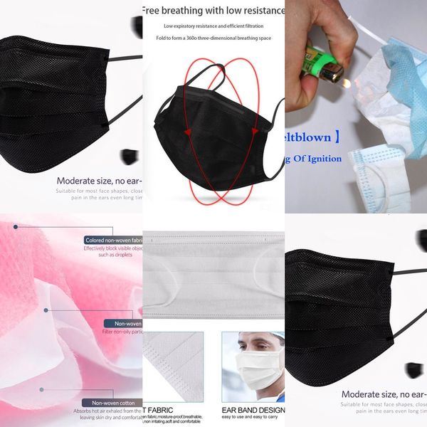 

masks face black disposable in blue stock pink mask with elastic ear loop 3 ply breathable dust 9ik7 15dsu