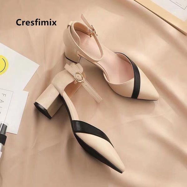 

dress shoes cresfimix sapato feminino women fashion black comfort buckle strap high heel ladies casual sweet party pink pumps a57621