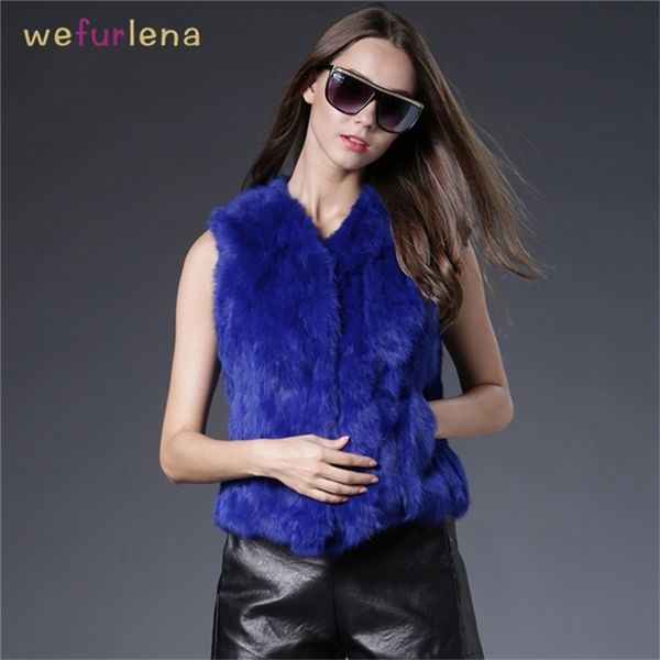 

time-limited women real rabbit fur vest winter genuine coat sleeveless style fashion jackets natural waistcoat y201001, Black