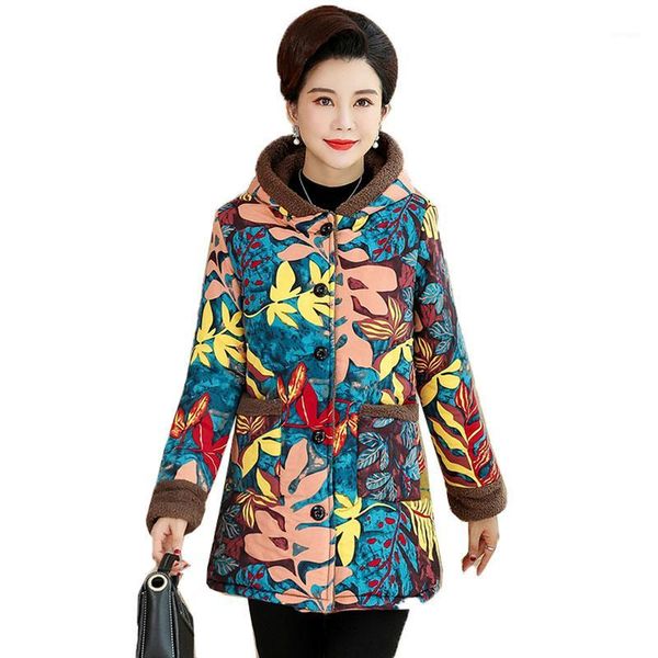 

autumn winter coat jacket women clothing middle old aged women's cotton overcoat large size 5xl hooded coats parkas outerwear1, Black