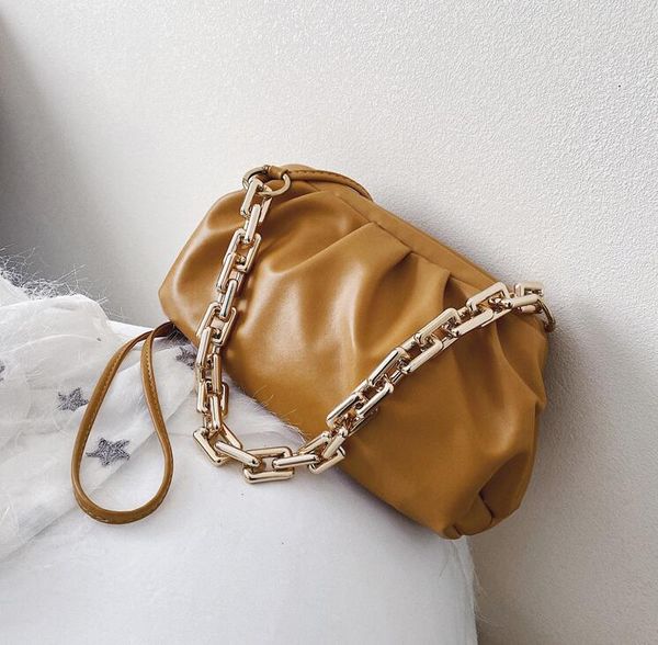

women handbags purse women shoulder bags thick chain double shoulder strap women clouds bag