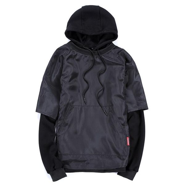 

men's hoodies & sweatshirts nice spring men fashion japan style casual pullovers fake-1pc hooded sweatshirt slim fit big size tracksuit, Black