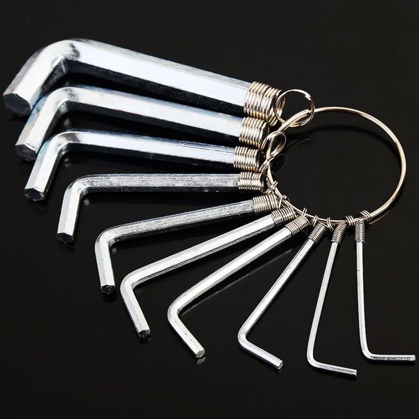 

new 10 in 1 1.5mm-10mm hex key allen wrench set metric hand tools kit key chain