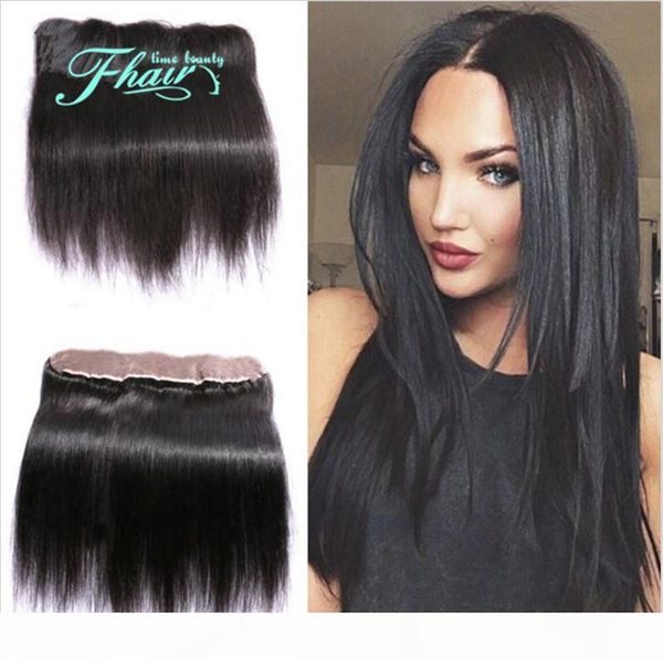

8a malaysian straight 13*4 lace frontal closure parting hair pieces straight human hair full lace frontal with baby hair, Black;brown