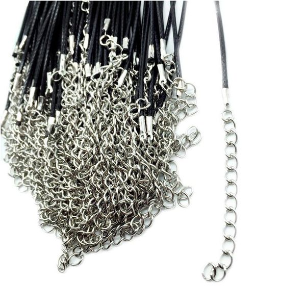 

50pc/20 pcs lot handmade leather adjustable braided rope necklaces pendant charms findings lobster clasp leather jewelr qylyzv, Black